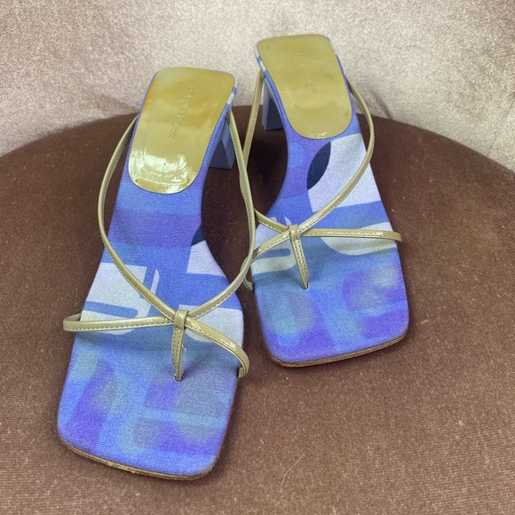 Sergio Rossi Vintage Y2K Square Toe Blue Strappy Heeled Sandals- Size 36.5 - Picture 2 of 12